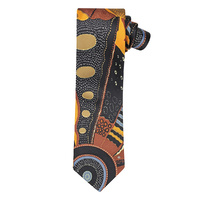 Outstations Aboriginal design Polyester Tie - Norman Cox (Brown)