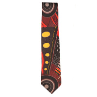 Outstations Aboriginal design Polyester Tie - Norman Cox (Red)