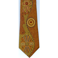Scorched Earth Aboriginal Art Polyester Tie - B1149 (Gold)