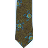 Scorched Earth Aboriginal Art Polyester Tie (B1152) Green