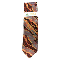 Scorched Earth Aboriginal Art Polyester Tie - WARLU4 (Ochre)