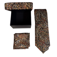 Sharon Numina Aboriginal Art 2pce Polyester Tie Set - Bush Medicine Dreaming (Brown)