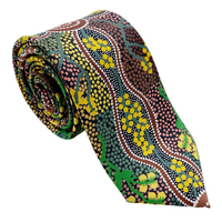 Warrina Aboriginal Art 100% Silk Tie (Giftboxed) - Yuendumu Bush Tomato