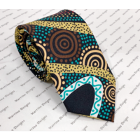 Warrina Aboriginal Art Silk Tie - Gathering by the River