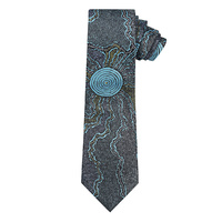 Yijan Aboriginal Art Polyester Tie - Fire n Water Dreaming (Blue)