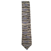 Yijan Aboriginal Art Polyester Tie - Water Dream (Grey)