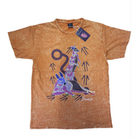 Kangaroo V2 (Acid Washed Ochre) - Aboriginal design T-Shirt