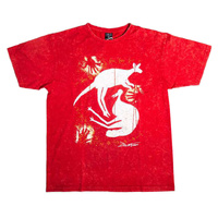 Kangaroo &amp; Emu [Red Acid Wash] - Aboriginal design T-Shirt