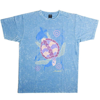 Turtle (Acid washed Light Blue) - Aboriginal design T-Shirt