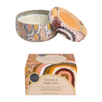 Koh Living Aboriginal Scented Native Coconut &amp; Finger Lime Soy Candle Tin (170g) - Journeys in the Sun