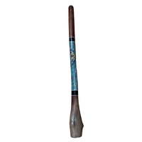 Eucalyptus (Ironbark) Handpainted Didgeridoo (1.49m) - Lizard with Warrior (Blue/Greens)