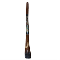 Eucalyptus (Ironbark) Handpainted Didgeridoo (1.42m) - Flared End with Emu (Green/Orange)