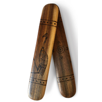 Aboriginal Handmade Brigalow flat Music/Clapping Sticks (30cm) - handburnt designs (Single Pair)
