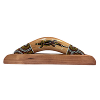 Skeenarang Booma -Traditional/Dot Art Handpainted [25cm) boomerang with timber Display Stand