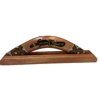 Skeenarang Booma -Traditional/Dot Art Handpainted [30cm) boomerang with timber Display Stand
