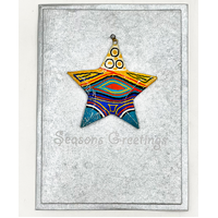 Better World Aboriginal Art Christmas Decoration Card - Mina Mina Jukurrpa (Silver)