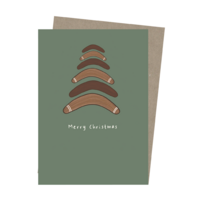 Paperbark Prints Aboriginal Art Gift Card - Boomerang Christmas (Green)