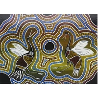 Two Brolgas Dancing - POSTCARD - Dreamtime Kullilla Aboriginal Art