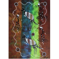 2 Kangaroos - POSTCARD - Dreamtime Kullilla Aboriginal Art