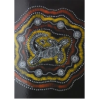 Black Canvas Lizard  - POSTCARD - Dreamtime Kullilla Aboriginal Art