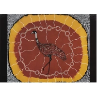 Red Ochre Emu - POSTCARD - Dreamtime Kullilla Aboriginal Art