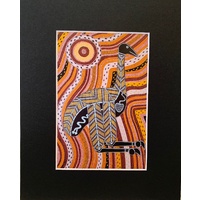 Murra Wolka Read-to-Frame Aboriginal Art Print (25cm x 21cm) - Emu