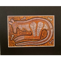 Murra Wolka Read-to-Frame Aboriginal Art Print (25cm x 21cm) - Kangaroo