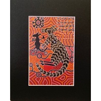 Murra Wolka Read-to-Frame Aboriginal Art Print (25cm x 21cm) - Kangaroos
