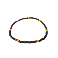 Aboriginal Stretch Necklace - 3 Colour Wooden Black Bead