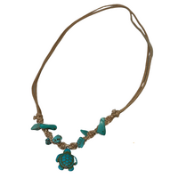 Blue Turtle Leather Necklace (Bone Chord)