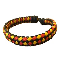 Aboriginal Plaited WIDE Leather Adjustable Wristband