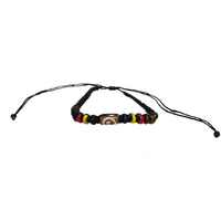 Aboriginal Painted Bead Adjustable Bone Braided Wristband - 3 Colour (13 Beads-Brown Swirl)