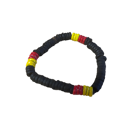 Aboriginal Stretch Wristband - Black Wood Beads 3 Colour