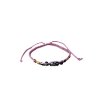 Aboriginal Wristband Pink Waxed 9 Bead Adjustable