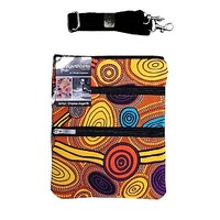 Hogarth Aboriginal Art 3 Zip Canvas Shoulder Bag - Skipping Stones