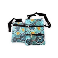 Bunabiri Aboriginal Art 3 Zip Shoulder Bag - Colours of the Reef
