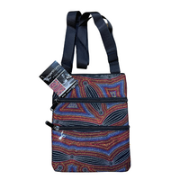 Hogarth Aboriginal Art 3 Zip Canvas Shoulder Bag - Neurum Creek