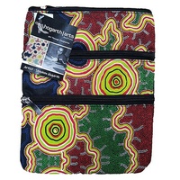 Hogarth Aboriginal Art 3 Zip Canvas Shoulder Bag - Pathways