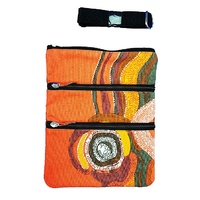 Jijaka Aboriginal Art 3 Zip Canvas Shoulder Bag - River Place