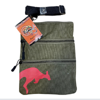 Australia Red Kangaroo 3 Zip Canvas Shoulder Bag 