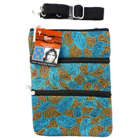 Yijan 3 Zip Canvas Shoulder Bag - Women Travelling Dreaming  [Turquoise]