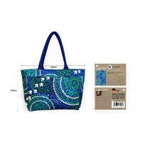 Wet Season Canvas Shopper/Midi Tote Bag - Bunabiri Aboriginal Art