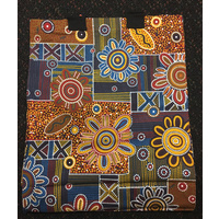 Jijaka Aboriginal Dot Art Canvas Carry Bag - Spinifex 2 (Long)