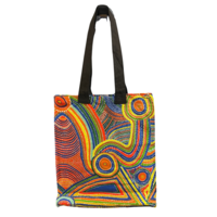 Yijan Aboriginal Dot Art Canvas Carry Bag - Two Boys Country