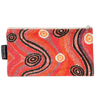 Warlukurlangu Aboriginal Art Cotton Zip Bag - Fire Dreaming