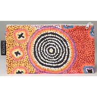 Warlukurlangu Aboriginal Art Cotton Zip Bag - Green Budgerigar Dreaming