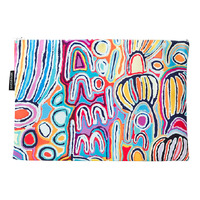 Warlukurlangu Aboriginal Art Poly Cotton Large Zip Bag  (29cm x 20cm) - Mina Mina Dreaming