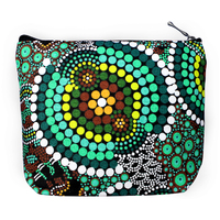 Bunabiri Aboriginal Art 1 Zip Cosmetic Purse - Colours of the Rainforest