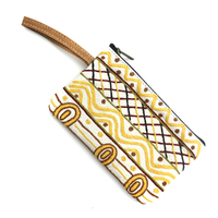Better World Aboriginal Art Small Embroidered Leather Cosmetic Bag - Jilamara
