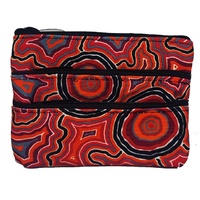 Hogarth Aboriginal Art 3 Zip Cosmetic Purse - Pathways 2